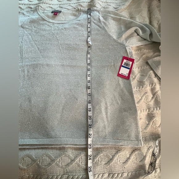 New! Vince Camuto Semi Sheer Sparkling Metallic long sleeve blouse Size XL - Picture 10 of 14